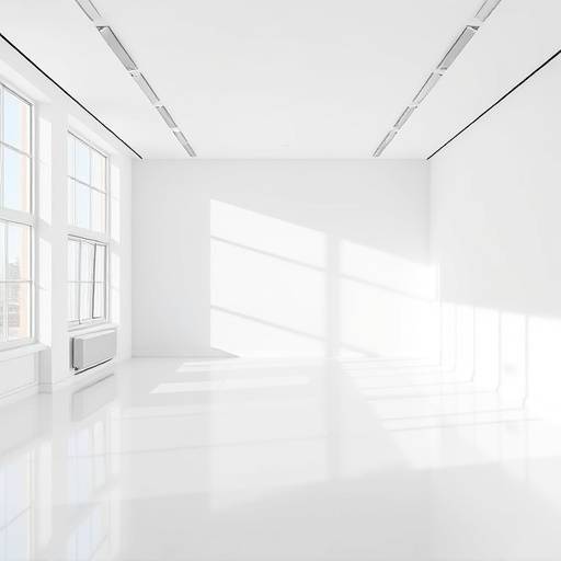 A bright, minimalist studio with large windows and a white cyclorama wall.