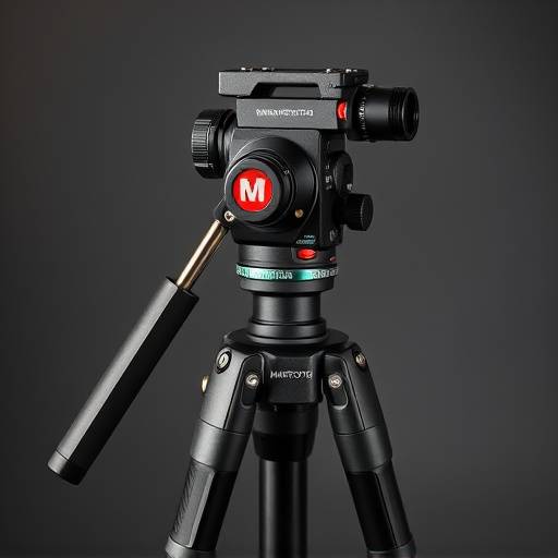 Heavy-duty Manfrotto tripod with fluid head.
